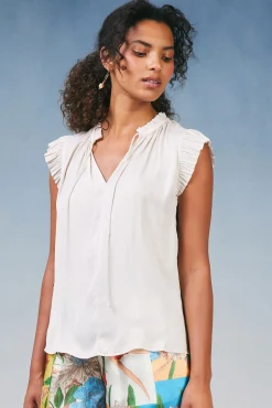 Sale Margot Pleated Sleeve Blouse Women Short Sleeve Tops | Sleeveless Tops