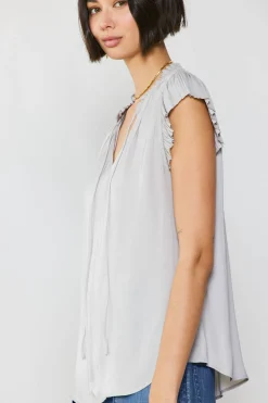 Hot Margot Pleated Sleeve Blouse Women Short Sleeve Tops
