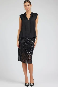 New Margot Pleated Sleeve Blouse Women Sleeveless Tops | Short Sleeve Tops