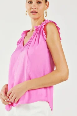 New Margot Pleated Sleeve Blouse Women Short Sleeve Tops