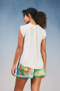 Sale Margot Pleated Sleeve Blouse Women Short Sleeve Tops | Sleeveless Tops