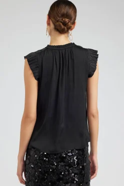 New Margot Pleated Sleeve Blouse Women Sleeveless Tops | Short Sleeve Tops