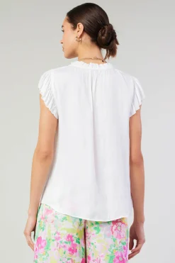 Best Margot Pleated Sleeve Blouse Women Short Sleeve Tops