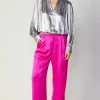 Fashion Metallic Bubble Hem Blouse Women Long Sleeve Tops