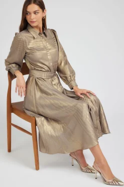 Online Metallic Buttondown Dress Women Maxi Dresses | Midi Dresses