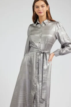Discount Metallic Buttondown Dress Women Maxi Dresses | Midi Dresses