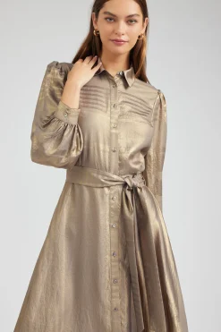 Online Metallic Buttondown Dress Women Maxi Dresses | Midi Dresses