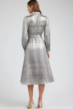 Discount Metallic Buttondown Dress Women Maxi Dresses | Midi Dresses