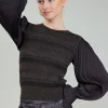 Sale Metallic Contrast Sweater Top Women Knitwear | Long Sleeve Tops