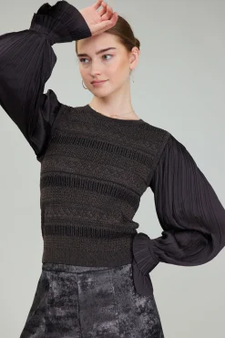 Sale Metallic Contrast Sweater Top Women Knitwear | Long Sleeve Tops