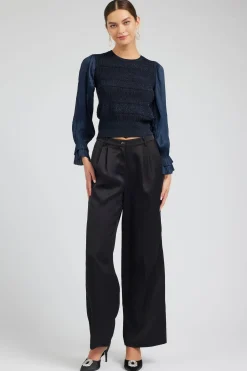 New Metallic Contrast Sweater Top Women Knitwear | Long Sleeve Tops