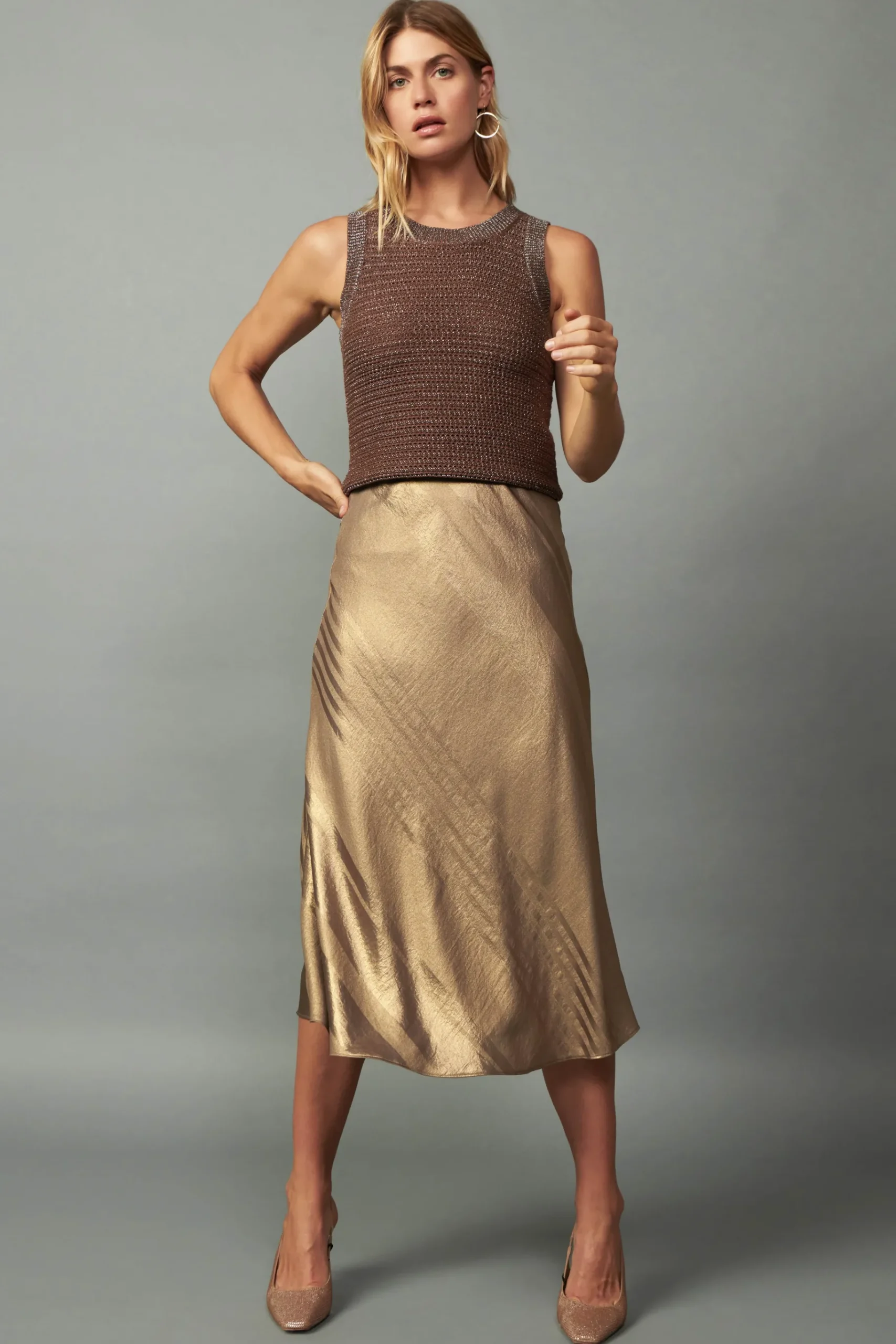 Fashion Metallic Sweater Shrug Set Women Knitwear | Coats & Jackets
