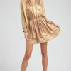 Sale Metallic Tiered Mini Dress Women Mini Dresses