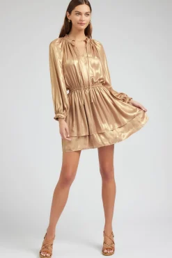 Sale Metallic Tiered Mini Dress Women Mini Dresses