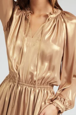 Sale Metallic Tiered Mini Dress Women Mini Dresses