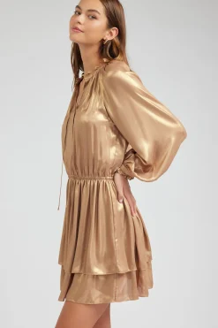 Sale Metallic Tiered Mini Dress Women Mini Dresses