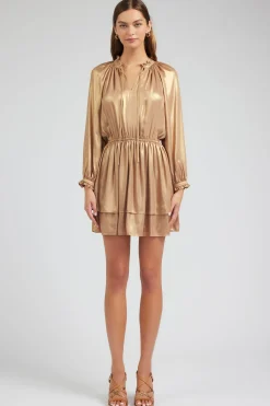 Sale Metallic Tiered Mini Dress Women Mini Dresses