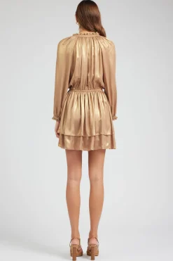Sale Metallic Tiered Mini Dress Women Mini Dresses