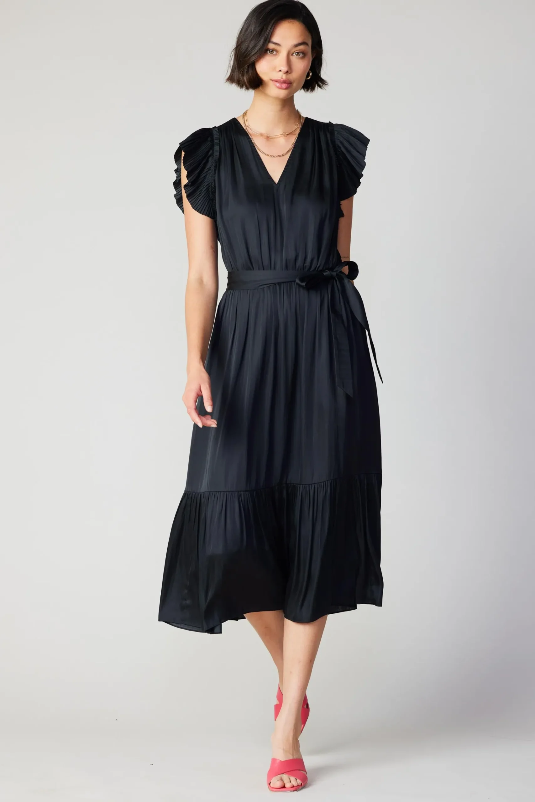 New Natalia Flutter Sleeve Dress Women Midi Dresses