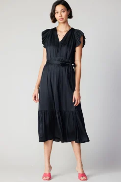 New Natalia Flutter Sleeve Dress Women Midi Dresses