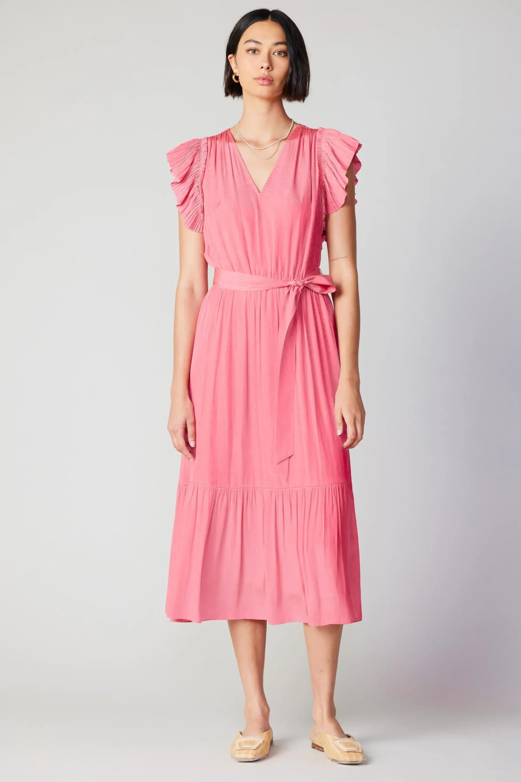 Best Natalia Flutter Sleeve Dress Women Midi Dresses