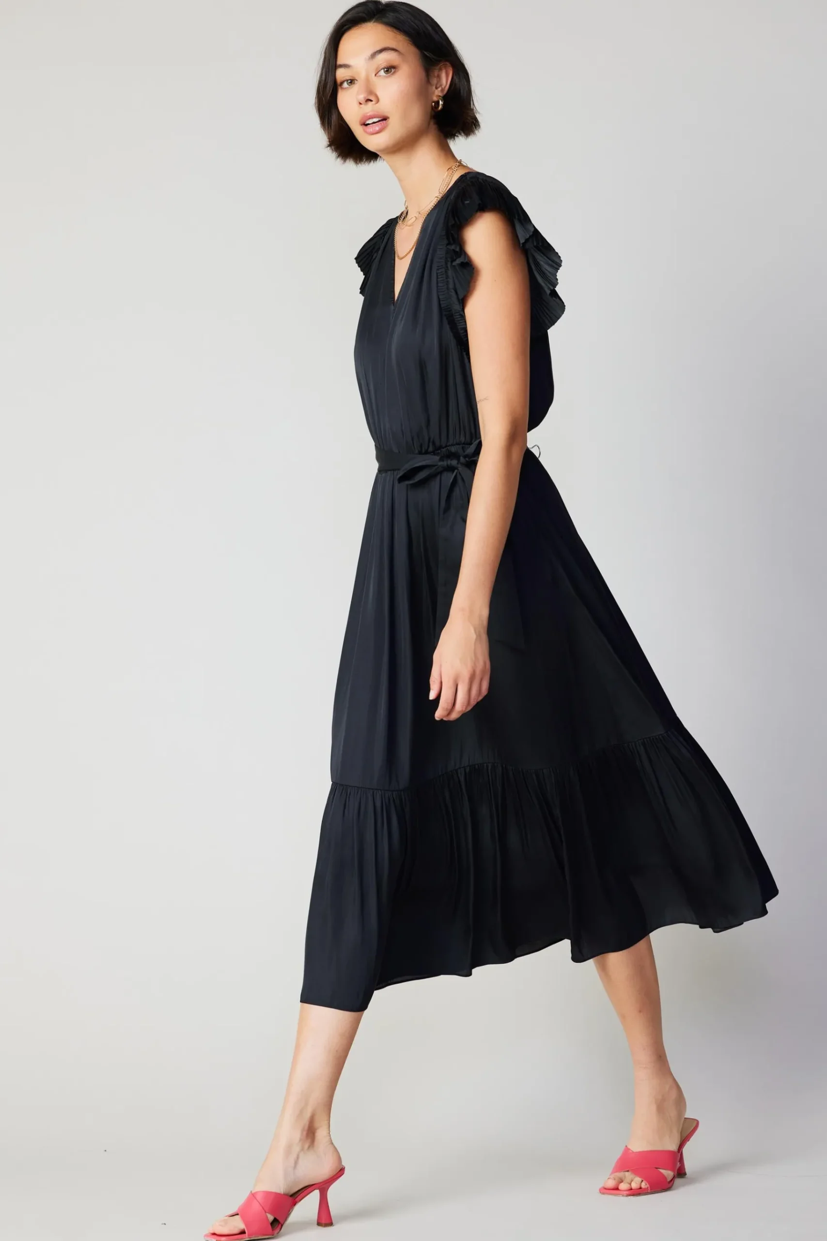 New Natalia Flutter Sleeve Dress Women Midi Dresses