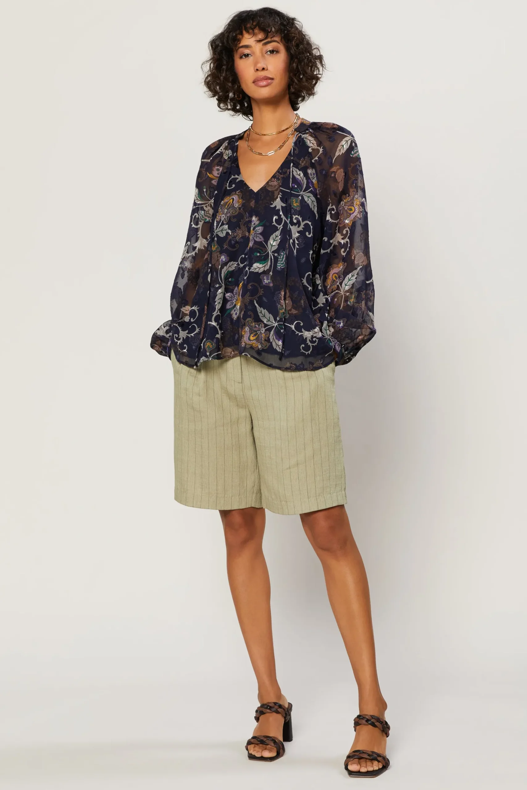 Online Navy Floral Long Sleeve Top Women Long Sleeve Tops
