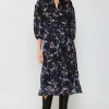Clearance Navy Floral Midi Dress Women Midi Dresses