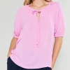 Hot Neck Tie Detailed Blouse Women Short Sleeve Tops