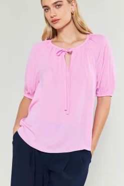 Hot Neck Tie Detailed Blouse Women Short Sleeve Tops