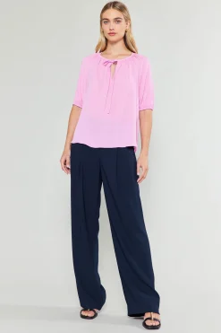 Hot Neck Tie Detailed Blouse Women Short Sleeve Tops