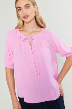 Hot Neck Tie Detailed Blouse Women Short Sleeve Tops