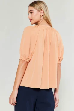 Online Neck Tie Detailed Blouse Women Short Sleeve Tops