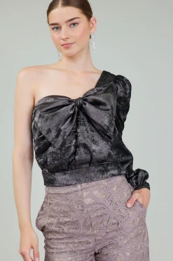 Discount One Shoulder Textured Top Women Long Sleeve Tops