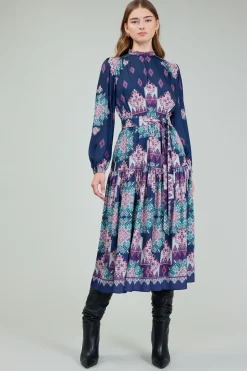 Hot Ornate Border Printed Midi Dress Women Midi Dresses