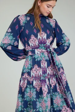 Hot Ornate Border Printed Midi Dress Women Midi Dresses