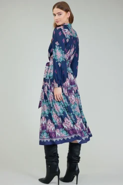 Hot Ornate Border Printed Midi Dress Women Midi Dresses