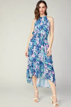 Outlet Painterly Floral Asymmetric Dress Women Maxi Dresses | Midi Dresses