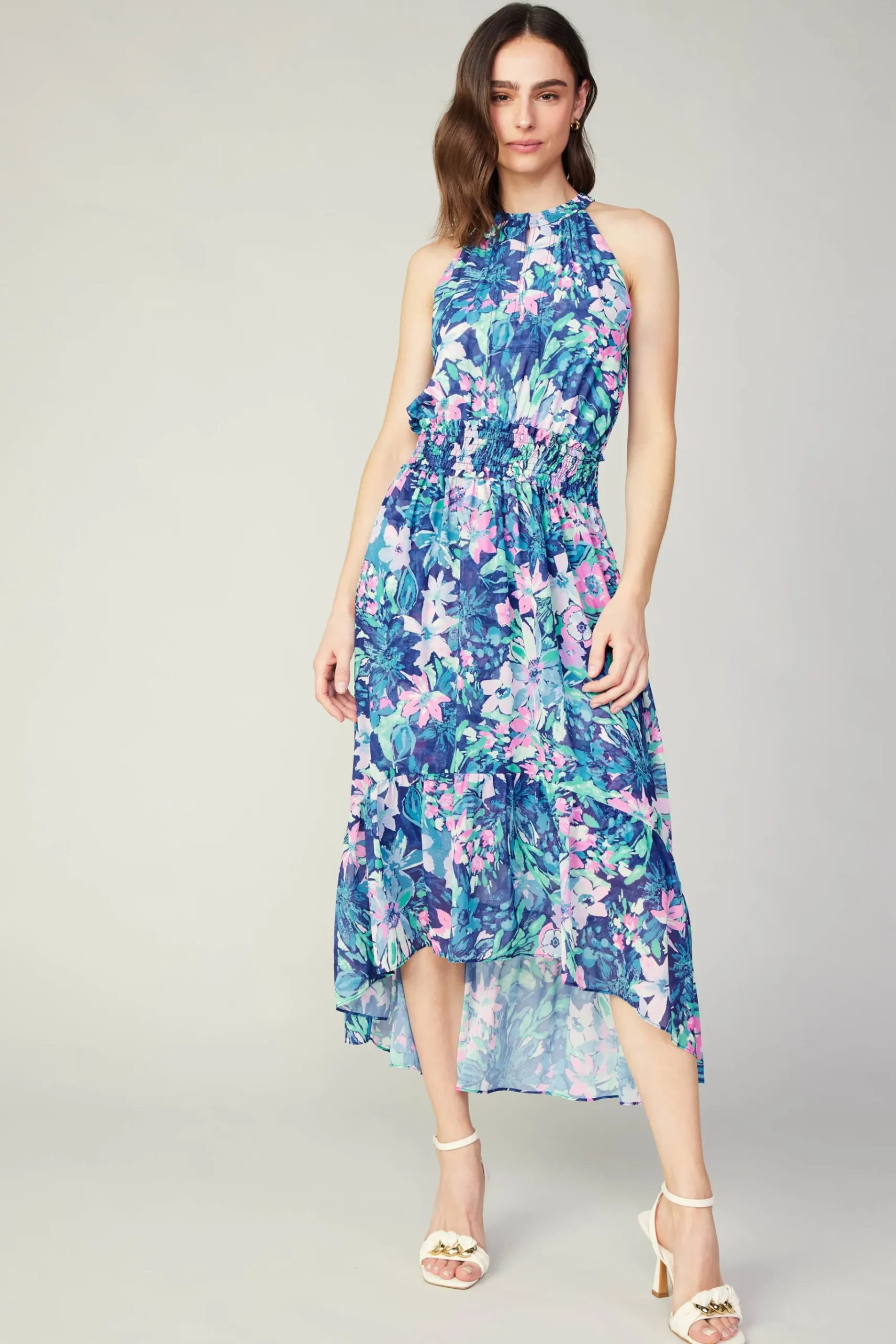 Outlet Painterly Floral Asymmetric Dress Women Maxi Dresses | Midi Dresses