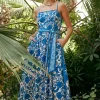 Online Painterly Floral Midi Dress Women Midi Dresses