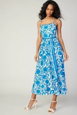 Online Painterly Floral Midi Dress Women Midi Dresses