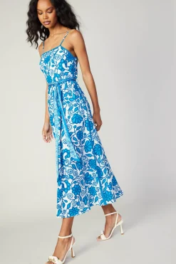 Online Painterly Floral Midi Dress Women Midi Dresses