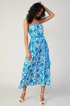 Online Painterly Floral Midi Dress Women Midi Dresses