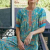 New Paisley Border Print Top Women Short Sleeve Tops