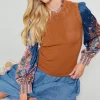 Sale Paisley Contrast Sleeve Knit Top Women Knitwear | Sweaters