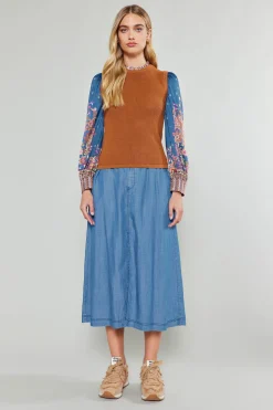Sale Paisley Contrast Sleeve Knit Top Women Knitwear | Sweaters