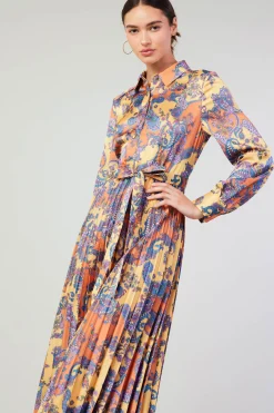 Discount Paisley Pleated Maxi Dress Women Maxi Dresses