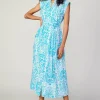 Outlet Paisley Printed Sleeveless Dress Women Midi Dresses