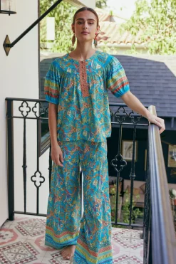 New Paisley Printed Wide Leg Pants Women Pants