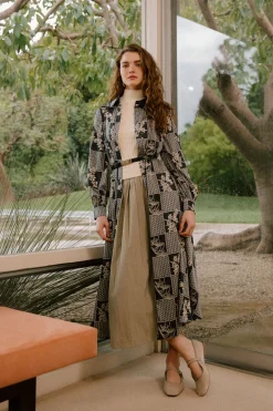 Sale Paneled Buttonup Dress Women Midi Dresses